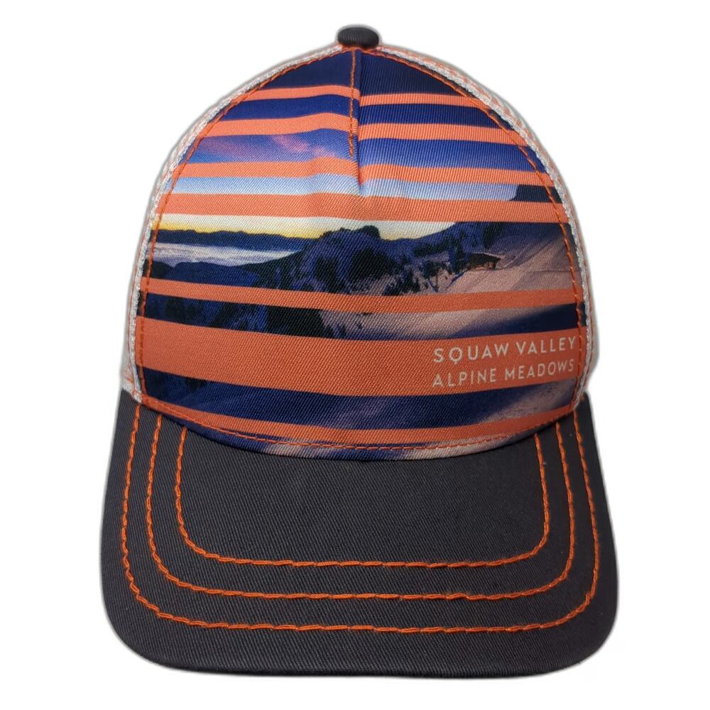 Pistil Trucker Hat Blue Orange White OSFM Snapback Squaw Valley Alpine Meadows